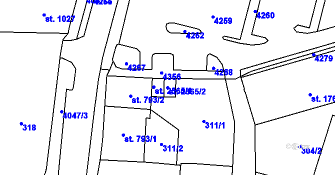 Parcela st. 2565/2 v KÚ Klatovy, Katastrální mapa
