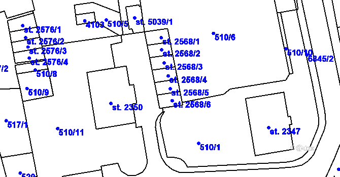 Parcela st. 2568/5 v KÚ Klatovy, Katastrální mapa