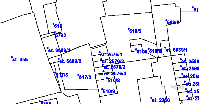 Parcela st. 2576/1 v KÚ Klatovy, Katastrální mapa