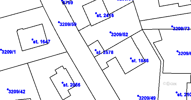 Parcela st. 2578 v KÚ Klatovy, Katastrální mapa