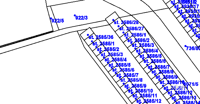 Parcela st. 2585/3 v KÚ Klatovy, Katastrální mapa