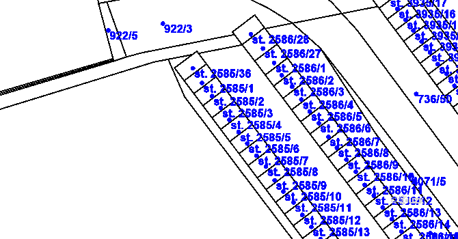 Parcela st. 2585/4 v KÚ Klatovy, Katastrální mapa