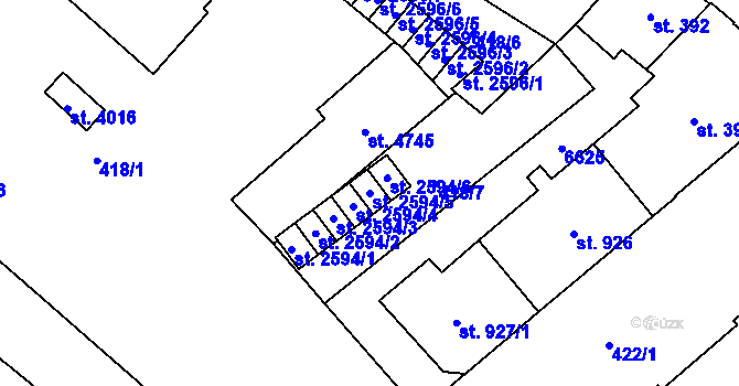 Parcela st. 2594/5 v KÚ Klatovy, Katastrální mapa