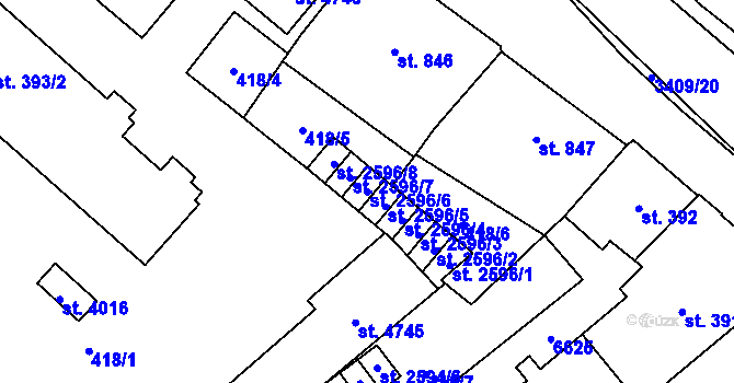 Parcela st. 2596/6 v KÚ Klatovy, Katastrální mapa