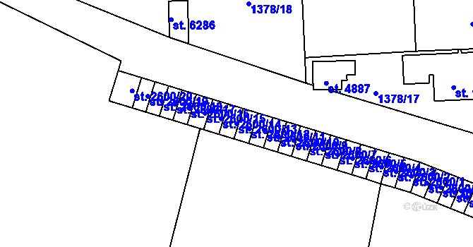 Parcela st. 2600/13 v KÚ Klatovy, Katastrální mapa