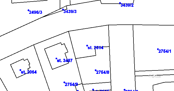 Parcela st. 2614 v KÚ Klatovy, Katastrální mapa
