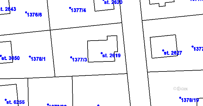 Parcela st. 2619 v KÚ Klatovy, Katastrální mapa