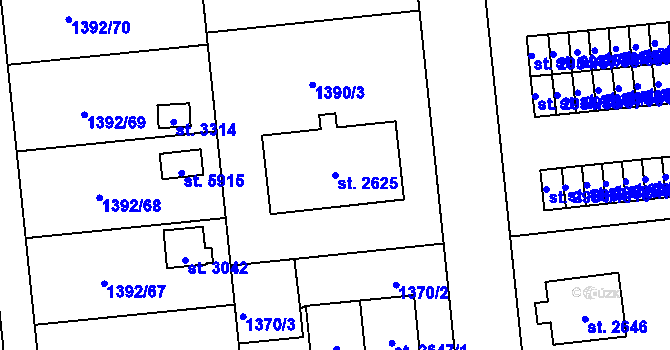 Parcela st. 2625 v KÚ Klatovy, Katastrální mapa