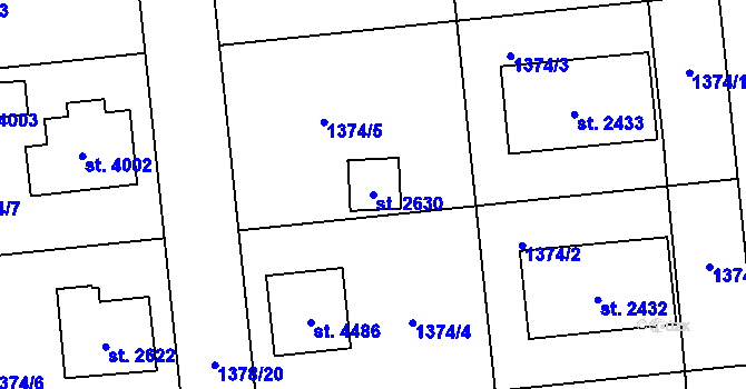 Parcela st. 2630 v KÚ Klatovy, Katastrální mapa