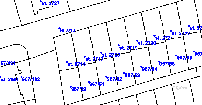 Parcela st. 2718 v KÚ Klatovy, Katastrální mapa