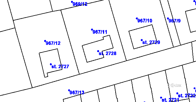 Parcela st. 2728 v KÚ Klatovy, Katastrální mapa