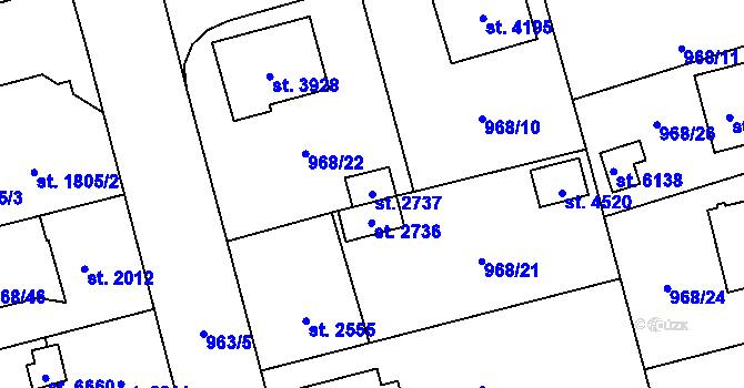 Parcela st. 2737 v KÚ Klatovy, Katastrální mapa