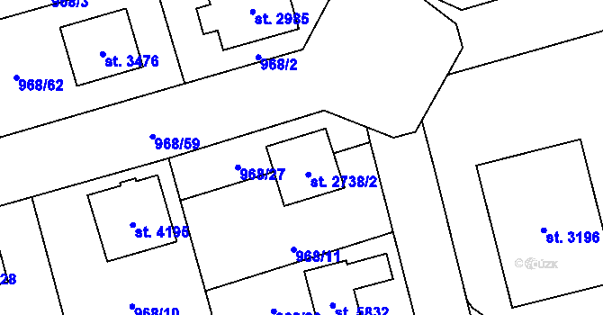 Parcela st. 2738/1 v KÚ Klatovy, Katastrální mapa
