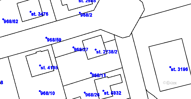 Parcela st. 2738/2 v KÚ Klatovy, Katastrální mapa