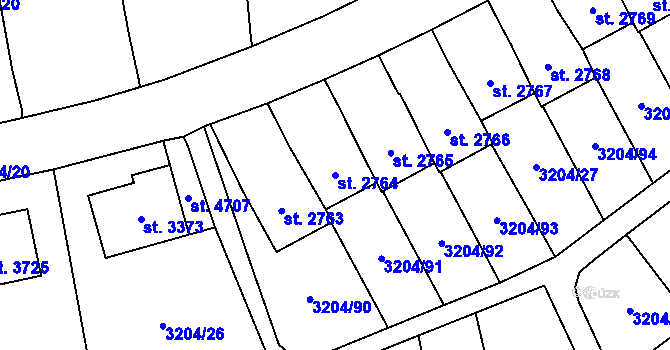 Parcela st. 2764 v KÚ Klatovy, Katastrální mapa