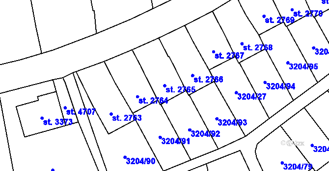 Parcela st. 2765 v KÚ Klatovy, Katastrální mapa
