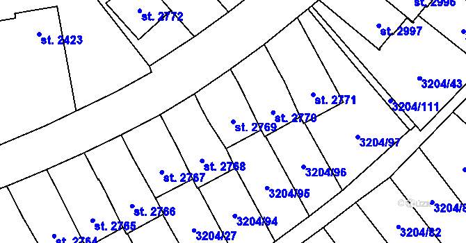 Parcela st. 2769 v KÚ Klatovy, Katastrální mapa
