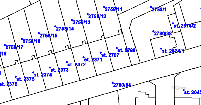 Parcela st. 2787 v KÚ Klatovy, Katastrální mapa