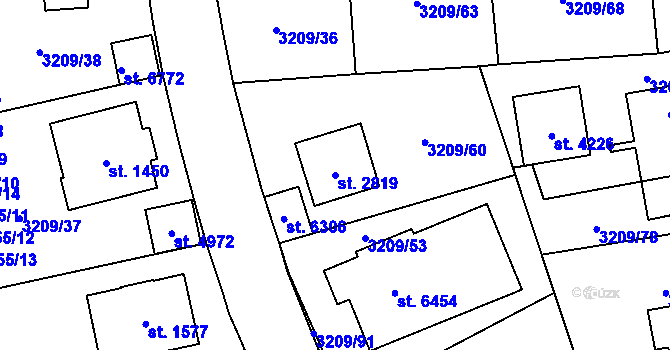 Parcela st. 2819 v KÚ Klatovy, Katastrální mapa