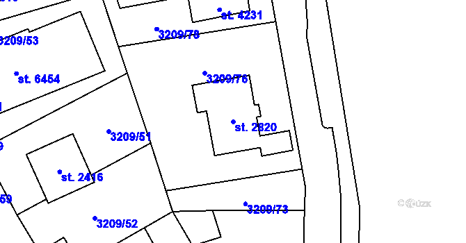 Parcela st. 2820 v KÚ Klatovy, Katastrální mapa