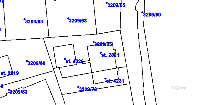 Parcela st. 2821 v KÚ Klatovy, Katastrální mapa