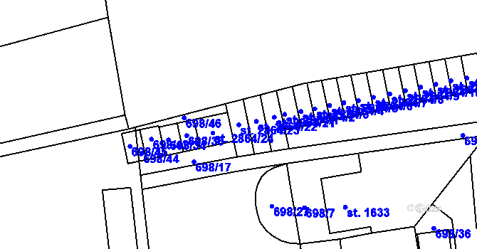 Parcela st. 2864/23 v KÚ Klatovy, Katastrální mapa