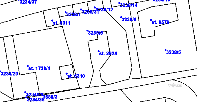 Parcela st. 2924 v KÚ Klatovy, Katastrální mapa