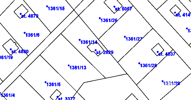 Parcela st. 2929 v KÚ Klatovy, Katastrální mapa