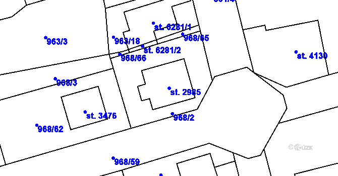 Parcela st. 2985 v KÚ Klatovy, Katastrální mapa