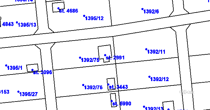 Parcela st. 2991 v KÚ Klatovy, Katastrální mapa