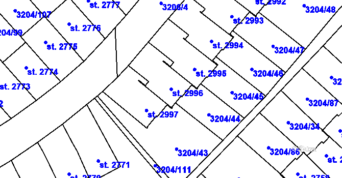 Parcela st. 2996 v KÚ Klatovy, Katastrální mapa