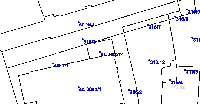 Parcela st. 3002/2 v KÚ Klatovy, Katastrální mapa