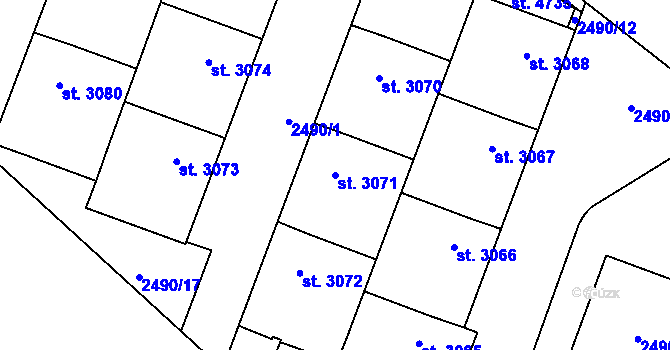 Parcela st. 3071 v KÚ Klatovy, Katastrální mapa