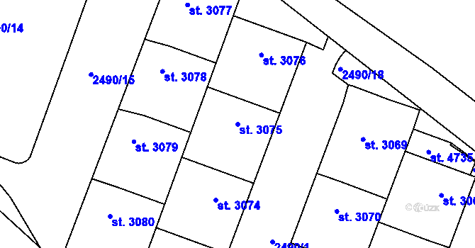 Parcela st. 3075 v KÚ Klatovy, Katastrální mapa