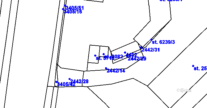Parcela st. 3082 v KÚ Klatovy, Katastrální mapa