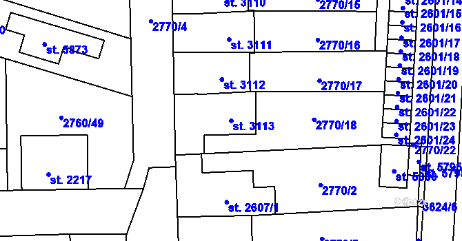 Parcela st. 3113 v KÚ Klatovy, Katastrální mapa