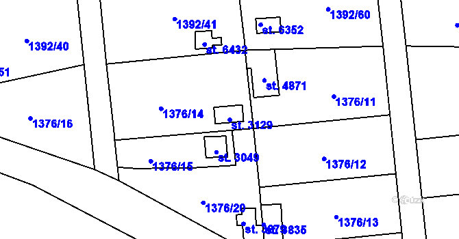 Parcela st. 3129 v KÚ Klatovy, Katastrální mapa
