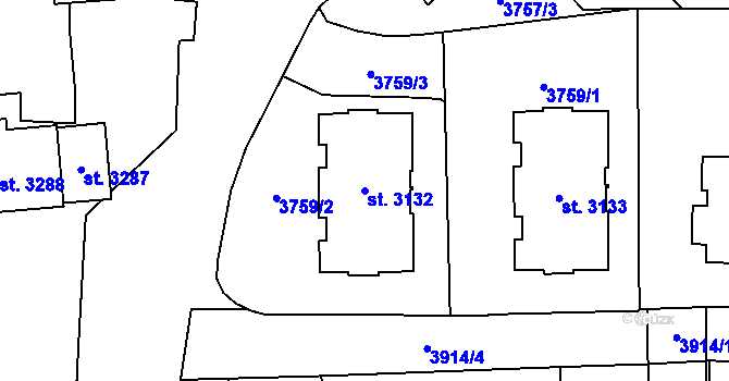 Parcela st. 3132 v KÚ Klatovy, Katastrální mapa