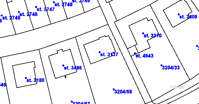Parcela st. 3137 v KÚ Klatovy, Katastrální mapa