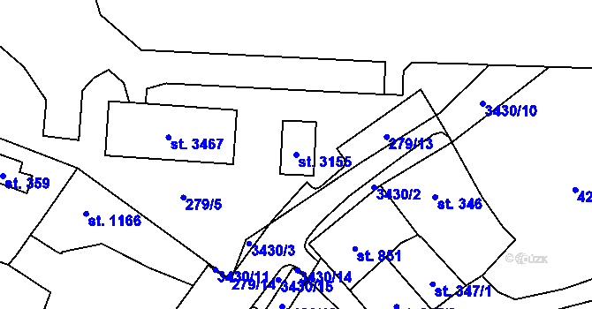 Parcela st. 3155 v KÚ Klatovy, Katastrální mapa