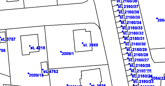 Parcela st. 3169 v KÚ Klatovy, Katastrální mapa