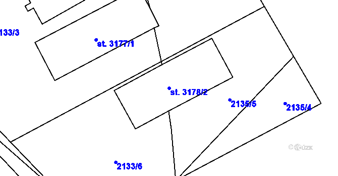 Parcela st. 3178/2 v KÚ Klatovy, Katastrální mapa