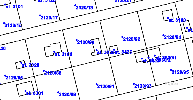 Parcela st. 3238 v KÚ Klatovy, Katastrální mapa