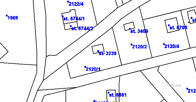 Parcela st. 3239 v KÚ Klatovy, Katastrální mapa