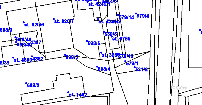 Parcela st. 3266 v KÚ Klatovy, Katastrální mapa