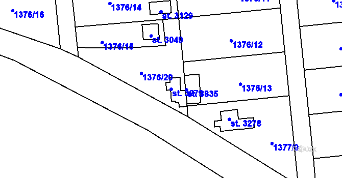Parcela st. 3279 v KÚ Klatovy, Katastrální mapa