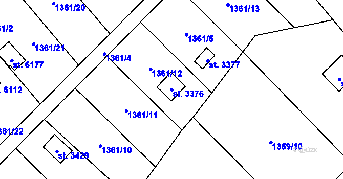Parcela st. 3376 v KÚ Klatovy, Katastrální mapa