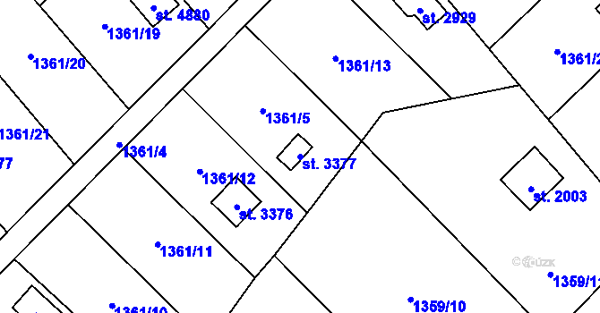 Parcela st. 3377 v KÚ Klatovy, Katastrální mapa