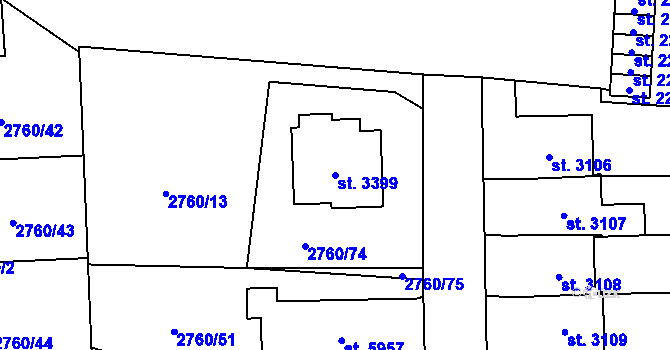 Parcela st. 3399 v KÚ Klatovy, Katastrální mapa