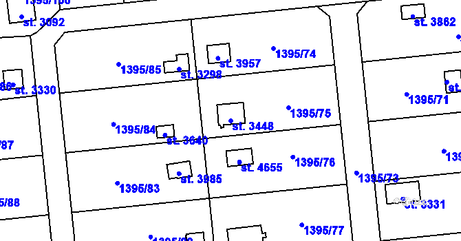 Parcela st. 3448 v KÚ Klatovy, Katastrální mapa